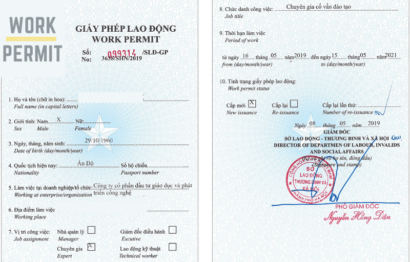 giấy phép lao động cho người nước ngoài tại Việt Nam