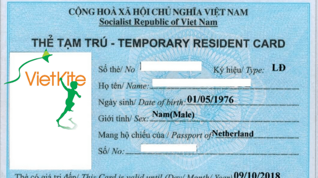 Sample Vietnam temporary residence card