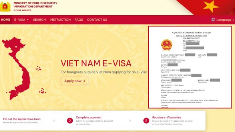 Trang web có đầy đủ các bước hướng dẫn xin evisa Việt Nam uy tín